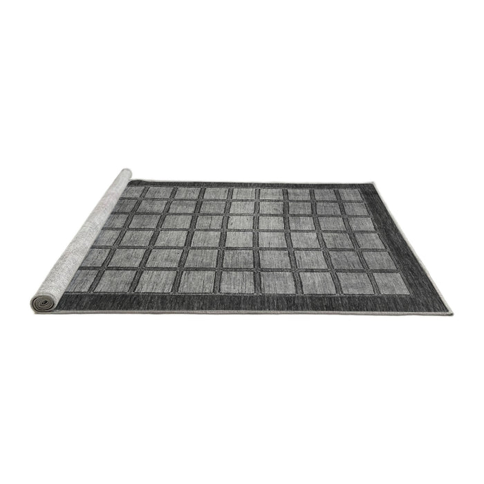Sideview of Machine Washable Checkered Gray Modern Rug, wshabs1440gry