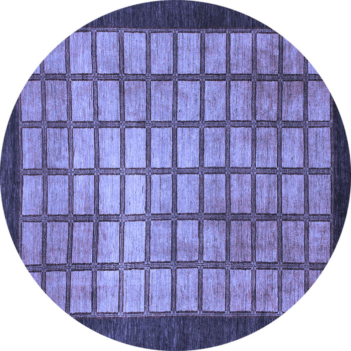 Round Checkered Blue Modern Rug, abs1440blu