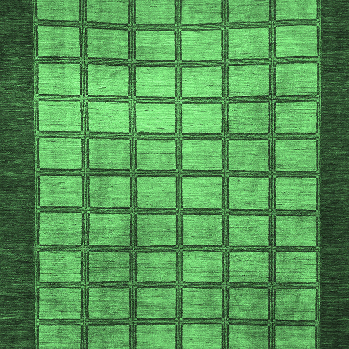 Machine Washable Checkered Emerald Green Modern Area Rugs, wshabs1440emgrn