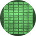 Round Machine Washable Checkered Emerald Green Modern Area Rugs, wshabs1440emgrn