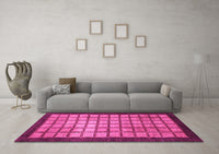 Machine Washable Checkered Pink Modern Rug, wshabs1440pnk