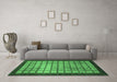 Machine Washable Checkered Emerald Green Modern Area Rugs in a Living Room,, wshabs1440emgrn