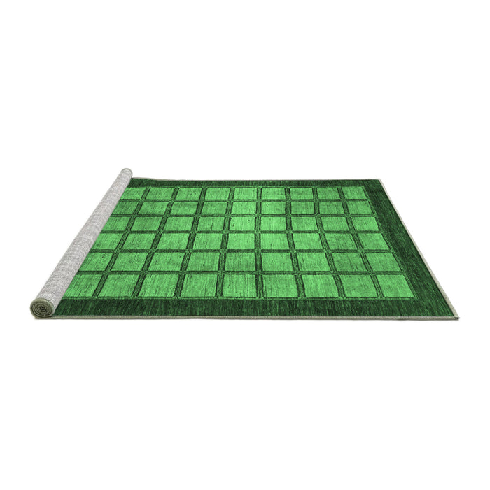 Sideview of Machine Washable Checkered Emerald Green Modern Area Rugs, wshabs1440emgrn