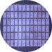 Round Machine Washable Checkered Blue Modern Rug, wshabs1440blu