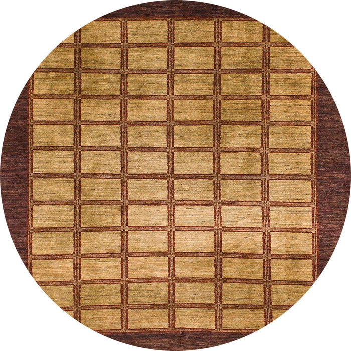 Round Abstract Saffron Red Checkered Rug, abs1440