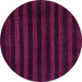 Round Machine Washable Abstract Pink Modern Rug, wshabs1441pnk