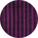 Round Machine Washable Abstract Purple Modern Area Rugs, wshabs1441pur