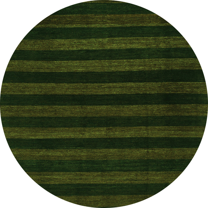 Round Machine Washable Abstract Green Modern Area Rugs, wshabs1441grn
