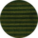 Round Machine Washable Abstract Green Modern Area Rugs, wshabs1441grn