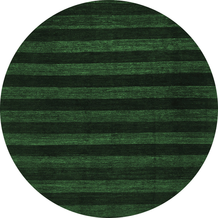 Round Machine Washable Abstract Emerald Green Modern Area Rugs, wshabs1441emgrn