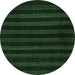 Round Machine Washable Abstract Emerald Green Modern Area Rugs, wshabs1441emgrn