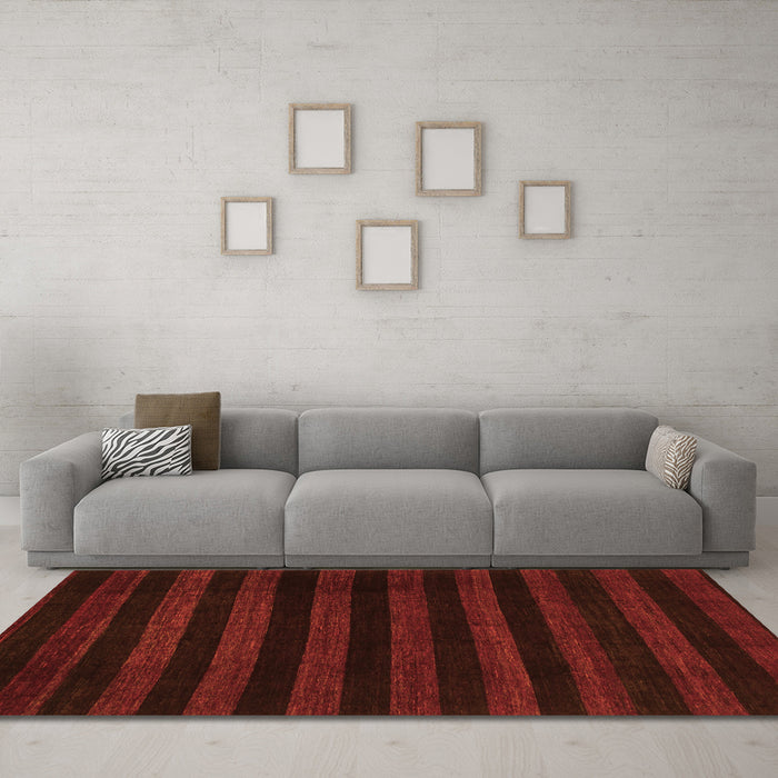 Machine Washable Abstract Orange Modern Area Rugs in a Living Room, wshabs1441org