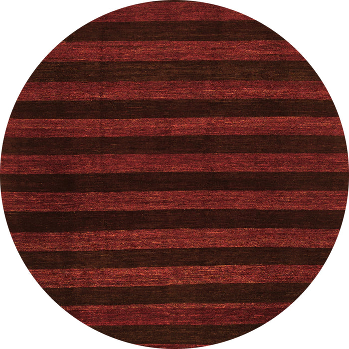 Round Machine Washable Abstract Orange Modern Area Rugs, wshabs1441org