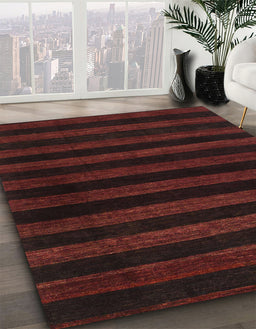 Machine Washable Abstract Vermilion Red Rug in a Family Room, wshabs1441