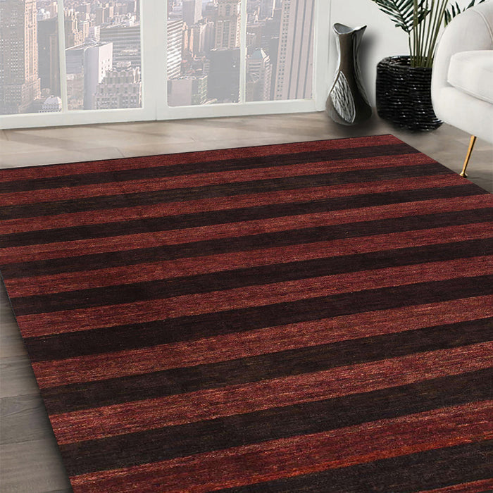 Machine Washable Abstract Vermilion Red Rug in a Family Room, wshabs1441