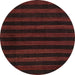 Round Machine Washable Abstract Vermilion Red Rug, wshabs1441