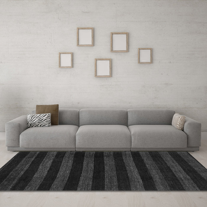 Machine Washable Abstract Gray Modern Rug in a Living Room,, wshabs1441gry