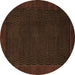 Round Machine Washable Abstract Brown Modern Rug, wshabs1442brn