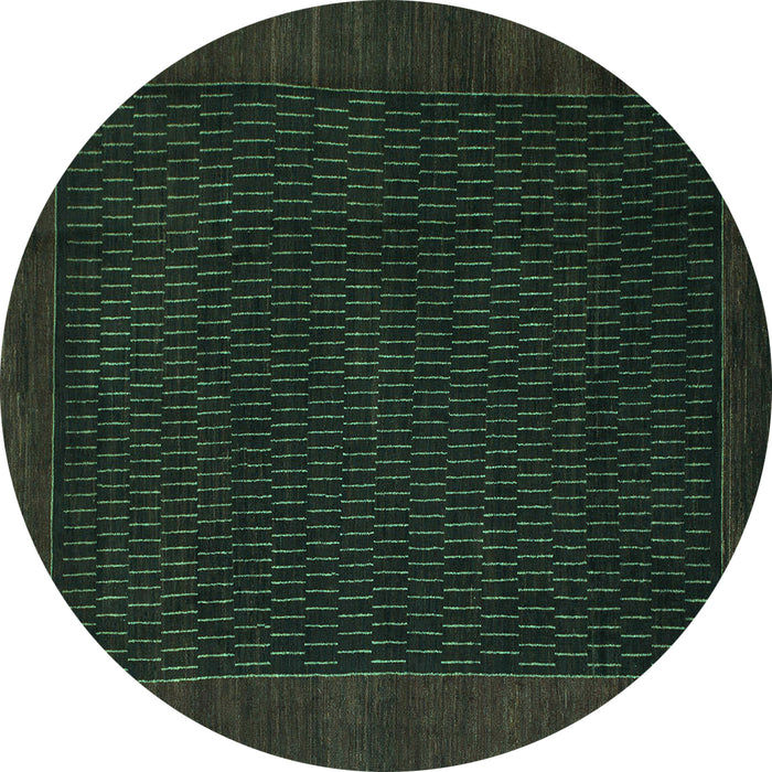 Round Machine Washable Abstract Turquoise Modern Area Rugs, wshabs1442turq