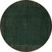 Round Machine Washable Abstract Turquoise Modern Area Rugs, wshabs1442turq