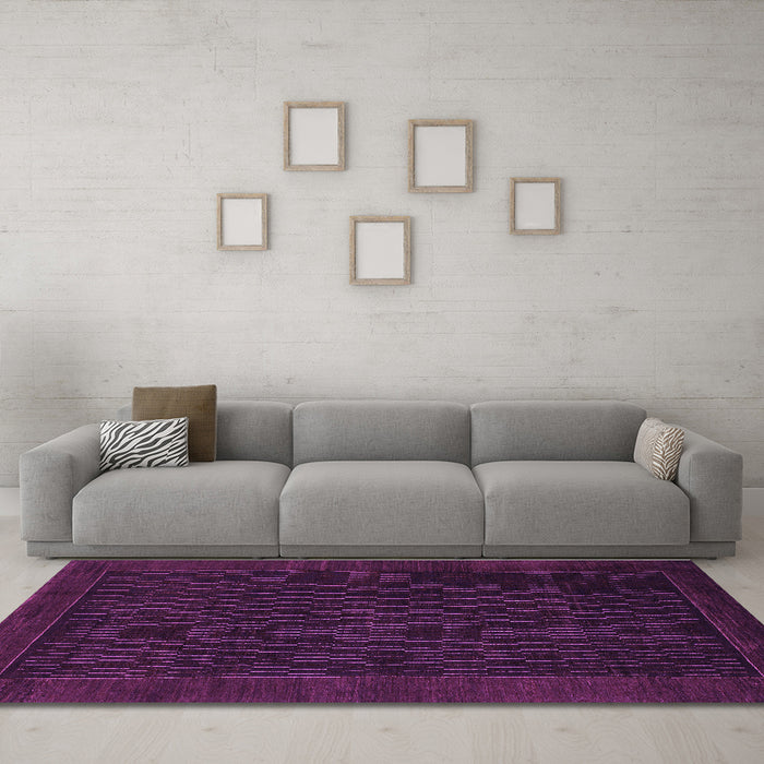 Machine Washable Abstract Purple Modern Area Rugs in a Living Room, wshabs1442pur