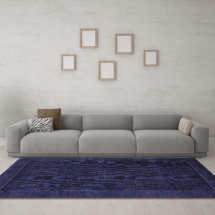Machine Washable Abstract Blue Modern Rug in a Living Room, wshabs1442blu