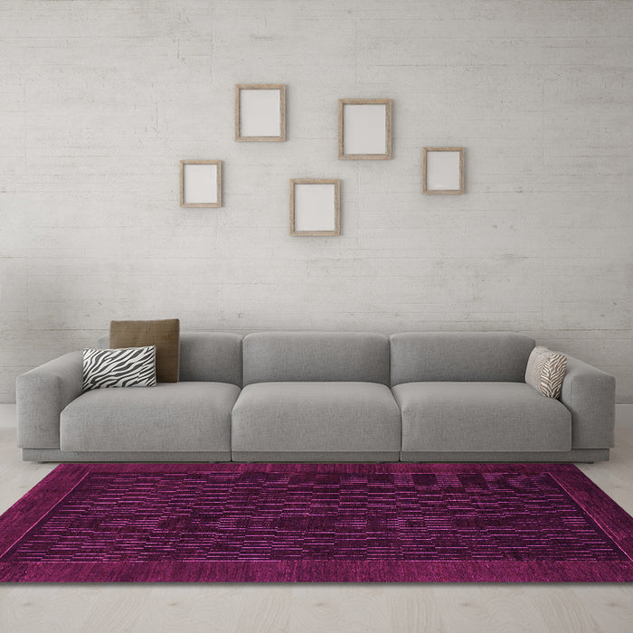 Machine Washable Abstract Pink Modern Rug in a Living Room, wshabs1442pnk