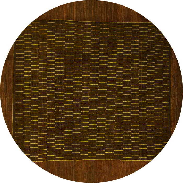 Round Abstract Yellow Modern Rug, abs1442yw