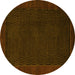 Round Abstract Yellow Modern Rug, abs1442yw