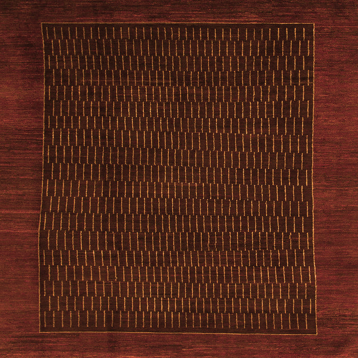 Square Machine Washable Abstract Orange Modern Area Rugs, wshabs1442org