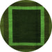 Round Abstract Green Modern Rug, abs1443grn