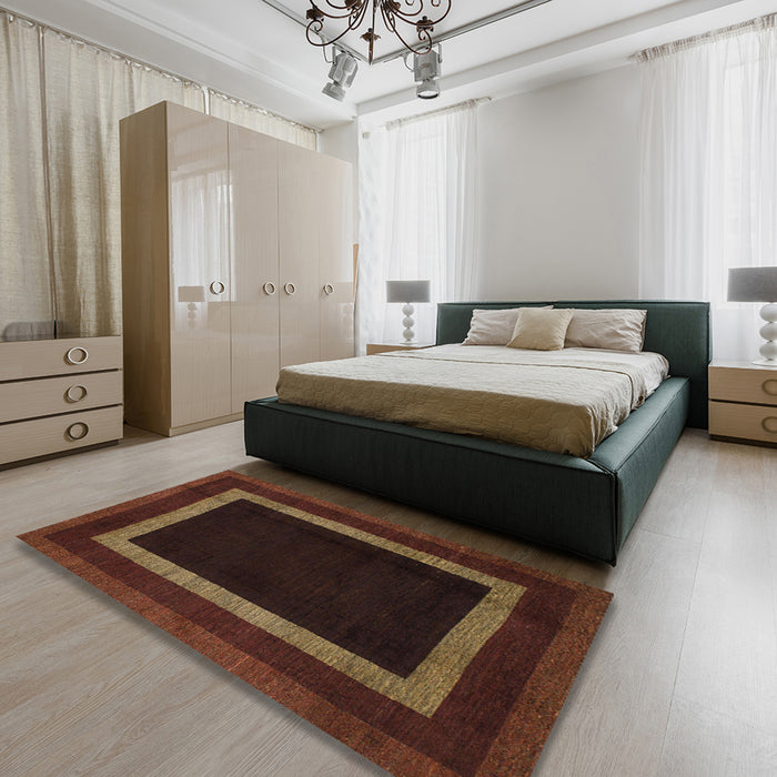 Abstract Red Modern Rug in a Bedroom, abs1443