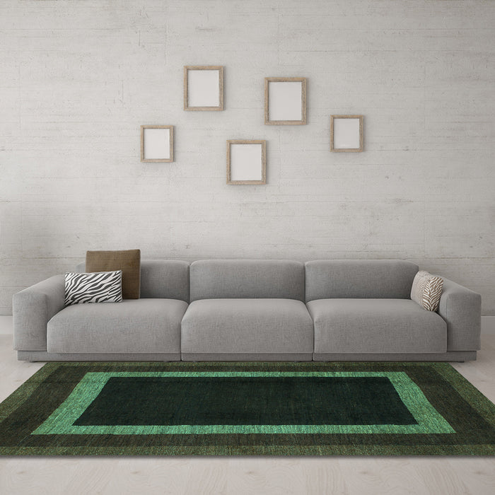 Machine Washable Abstract Turquoise Modern Area Rugs in a Living Room,, wshabs1443turq