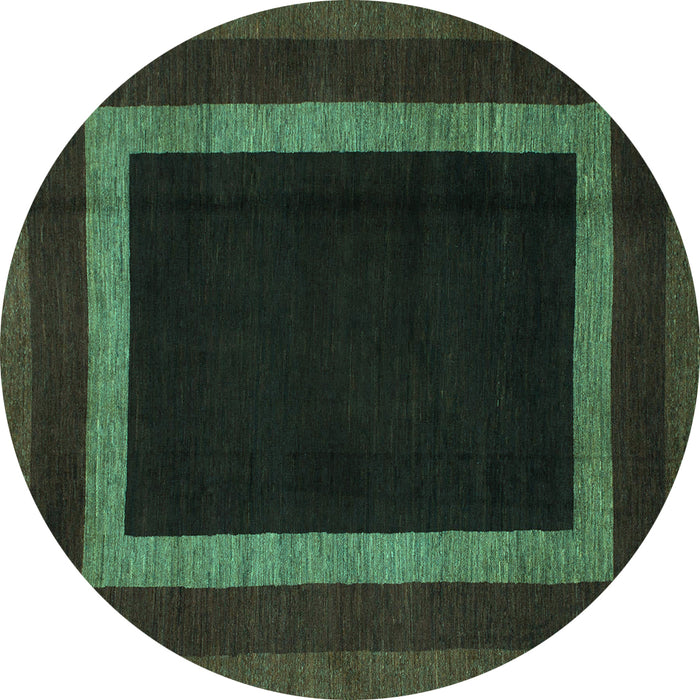 Round Machine Washable Abstract Turquoise Modern Area Rugs, wshabs1443turq