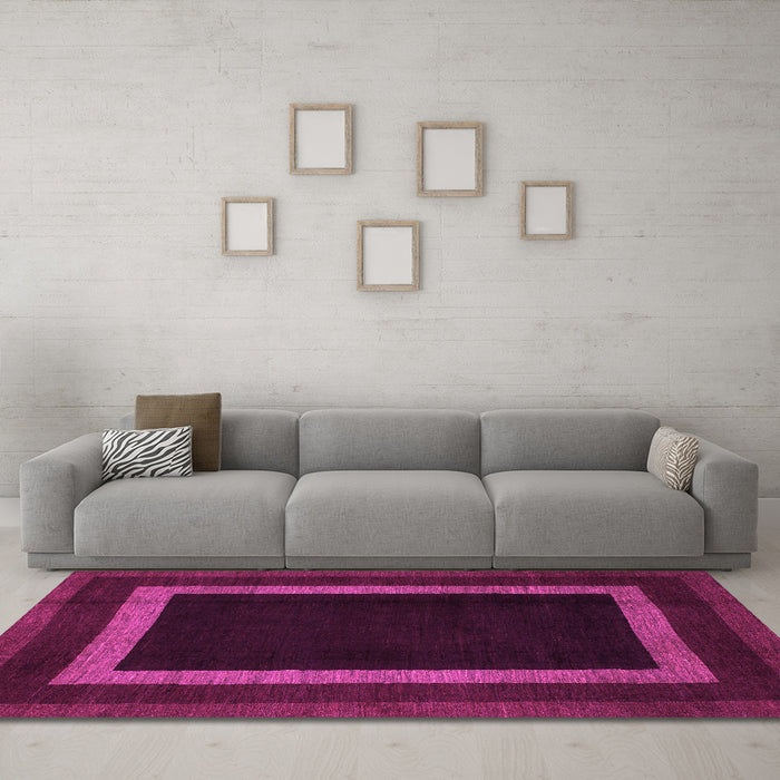 Machine Washable Abstract Pink Modern Rug in a Living Room, wshabs1443pnk
