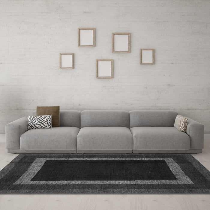 Machine Washable Abstract Gray Modern Rug in a Living Room,, wshabs1443gry