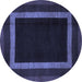 Round Abstract Blue Modern Rug, abs1443blu