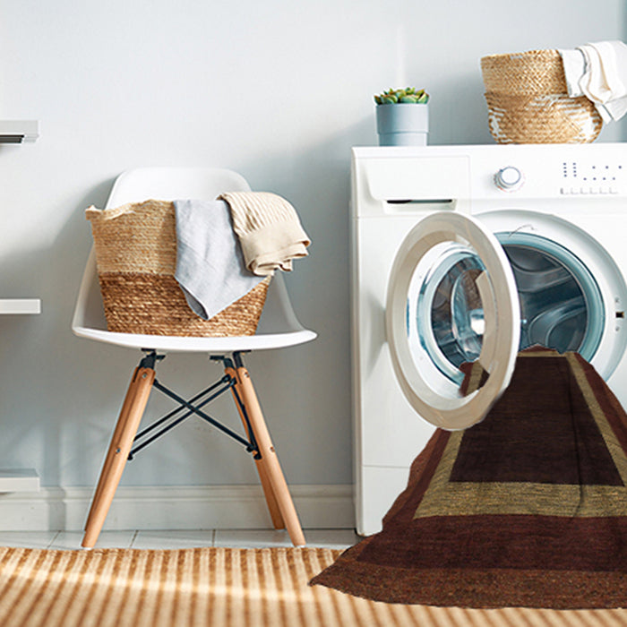 Machine Washable Abstract Night Red Rug in a Washing Machine, wshabs1443