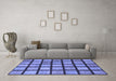 Machine Washable Checkered Blue Modern Rug in a Living Room, wshabs1444blu