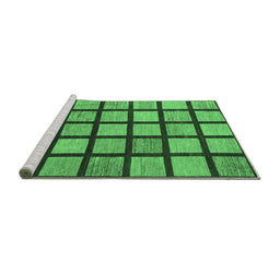Sideview of Machine Washable Checkered Emerald Green Modern Area Rugs, wshabs1444emgrn