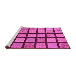 Sideview of Machine Washable Checkered Pink Modern Rug, wshabs1444pnk