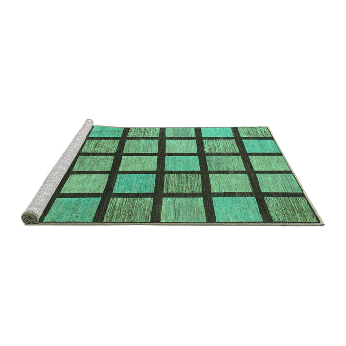 Sideview of Machine Washable Checkered Turquoise Modern Area Rugs, wshabs1444turq