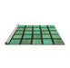 Sideview of Machine Washable Checkered Turquoise Modern Area Rugs, wshabs1444turq