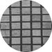 Round Machine Washable Checkered Gray Modern Rug, wshabs1444gry