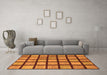 Machine Washable Checkered Orange Modern Area Rugs in a Living Room, wshabs1444org