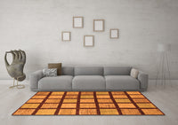 Machine Washable Checkered Orange Modern Rug, wshabs1444org