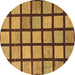 Round Checkered Brown Modern Rug, abs1444brn