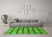 Machine Washable Checkered Green Modern Area Rugs in a Living Room,, wshabs1444grn