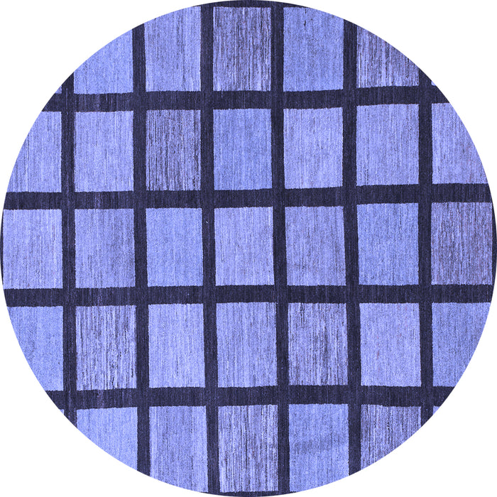 Round Checkered Blue Modern Rug, abs1444blu