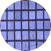 Round Checkered Blue Modern Rug, abs1444blu